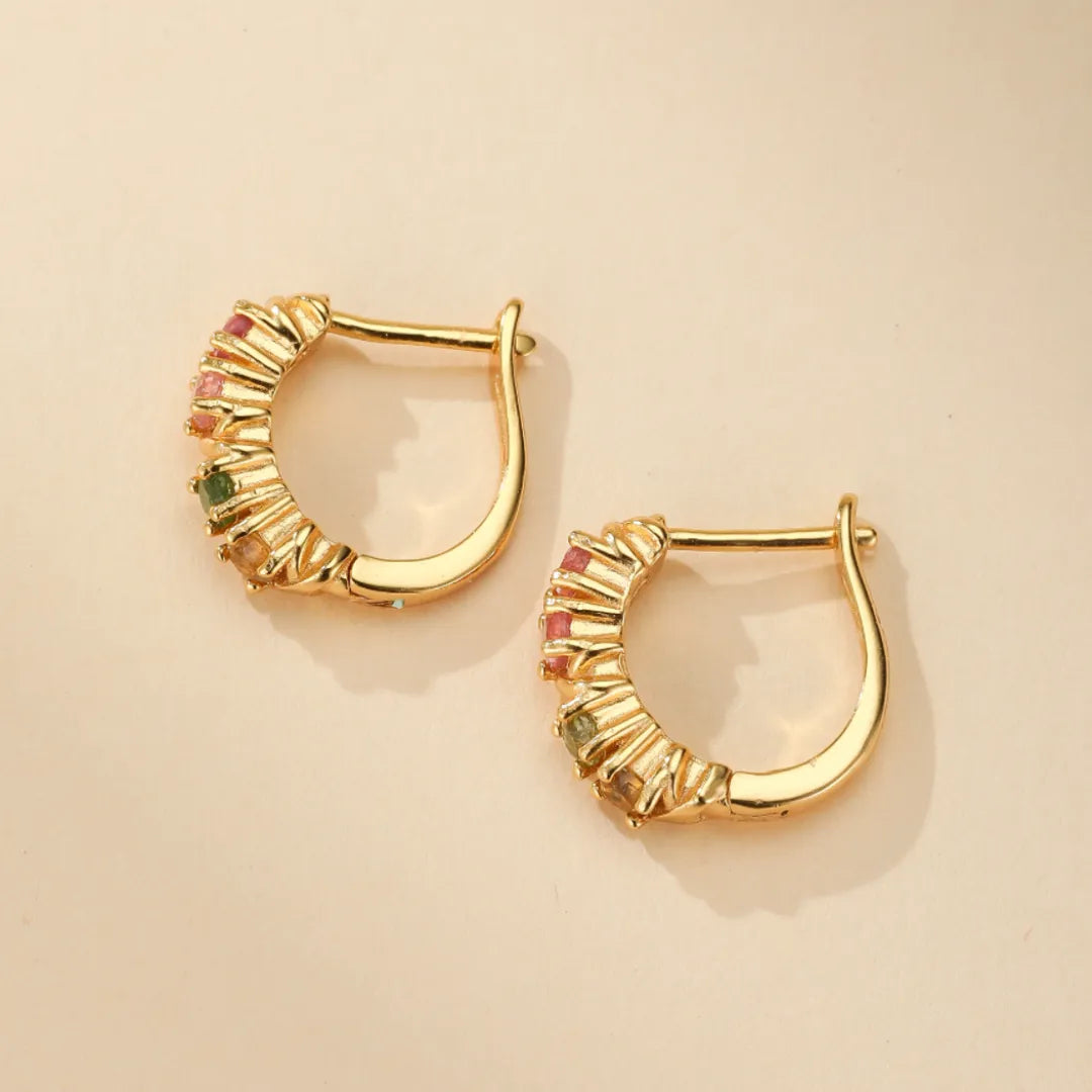 Boucles d'Oreilles Tourmaline "Élégance Lumineuse" Argent Doré Or 18K