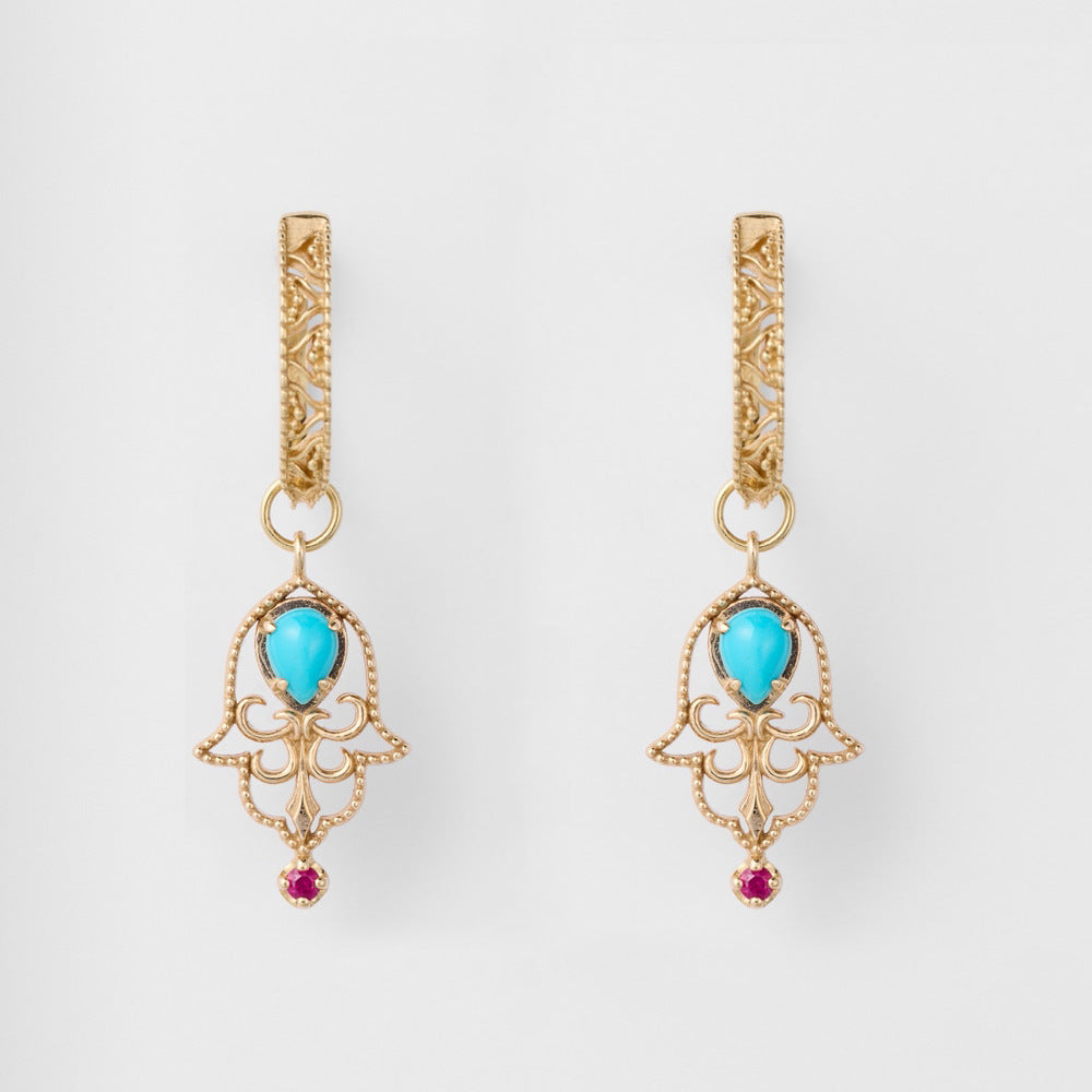 Turquoise Earrings “Ancestral Aura” Gold-Plated Silver