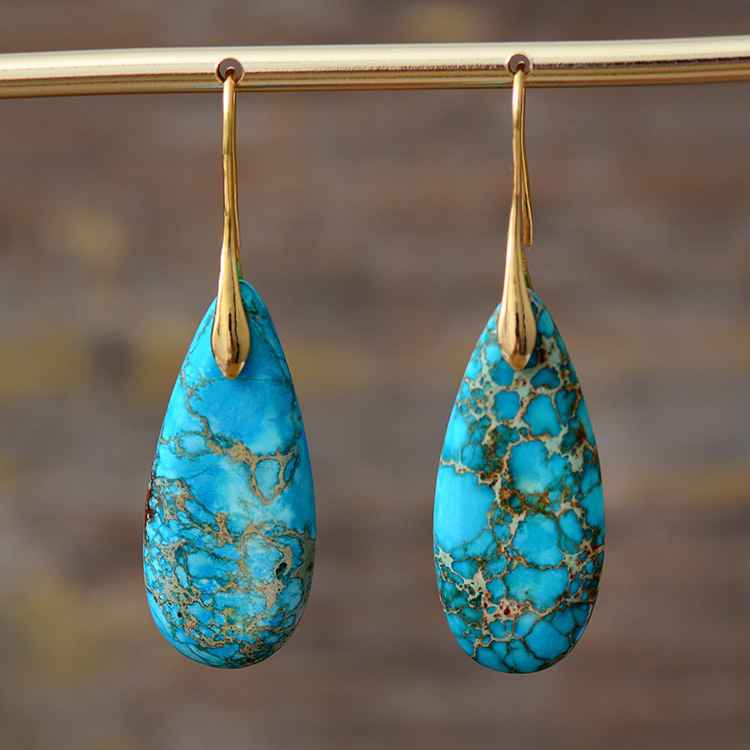 Boucles d'Oreilles Turquoise "Beauté Céleste" Doré Or