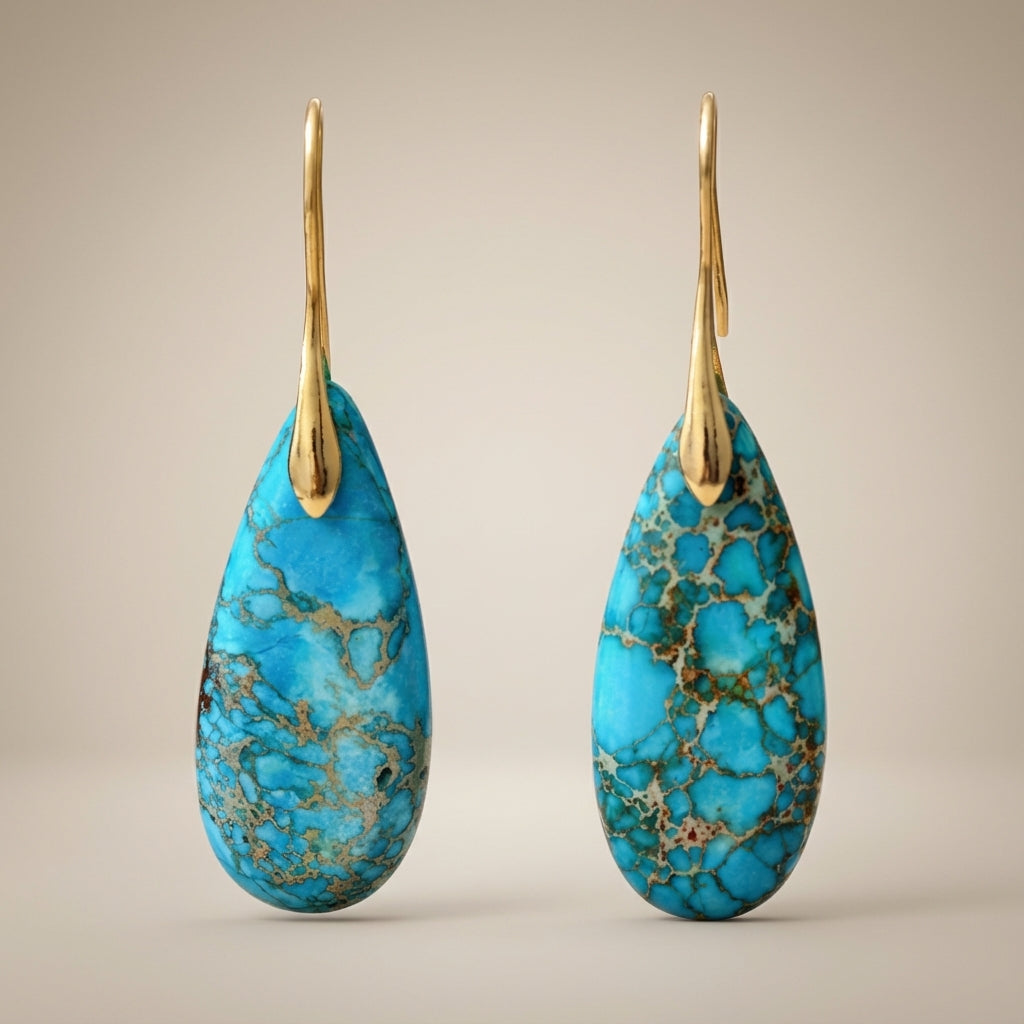 Boucles d'Oreilles Turquoise "Beauté Céleste" Doré Or