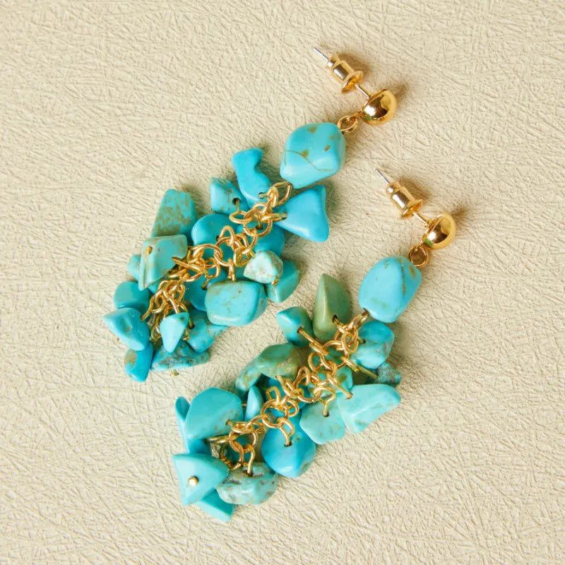 Boucles d'Oreilles Turquoise "Équilibre Naturel" Doré Or