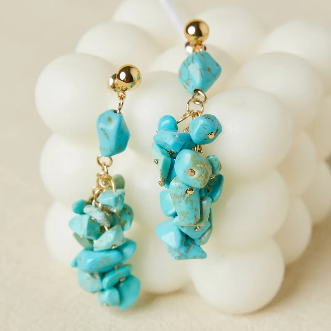 Boucles d'Oreilles Turquoise "Équilibre Naturel" Doré Or
