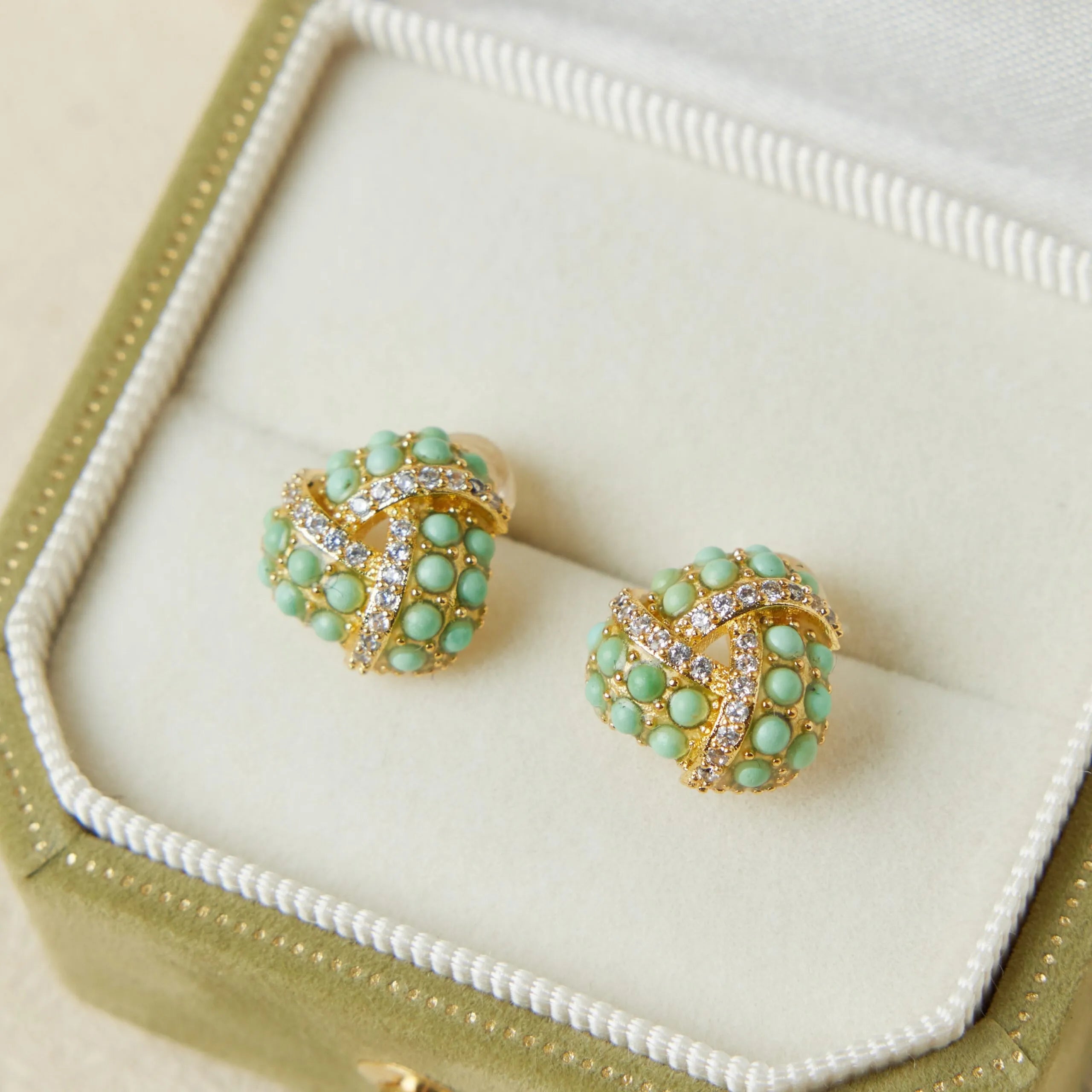 Boucles d'Oreilles Turquoise "Triangle Charmant" Argent Doré Or