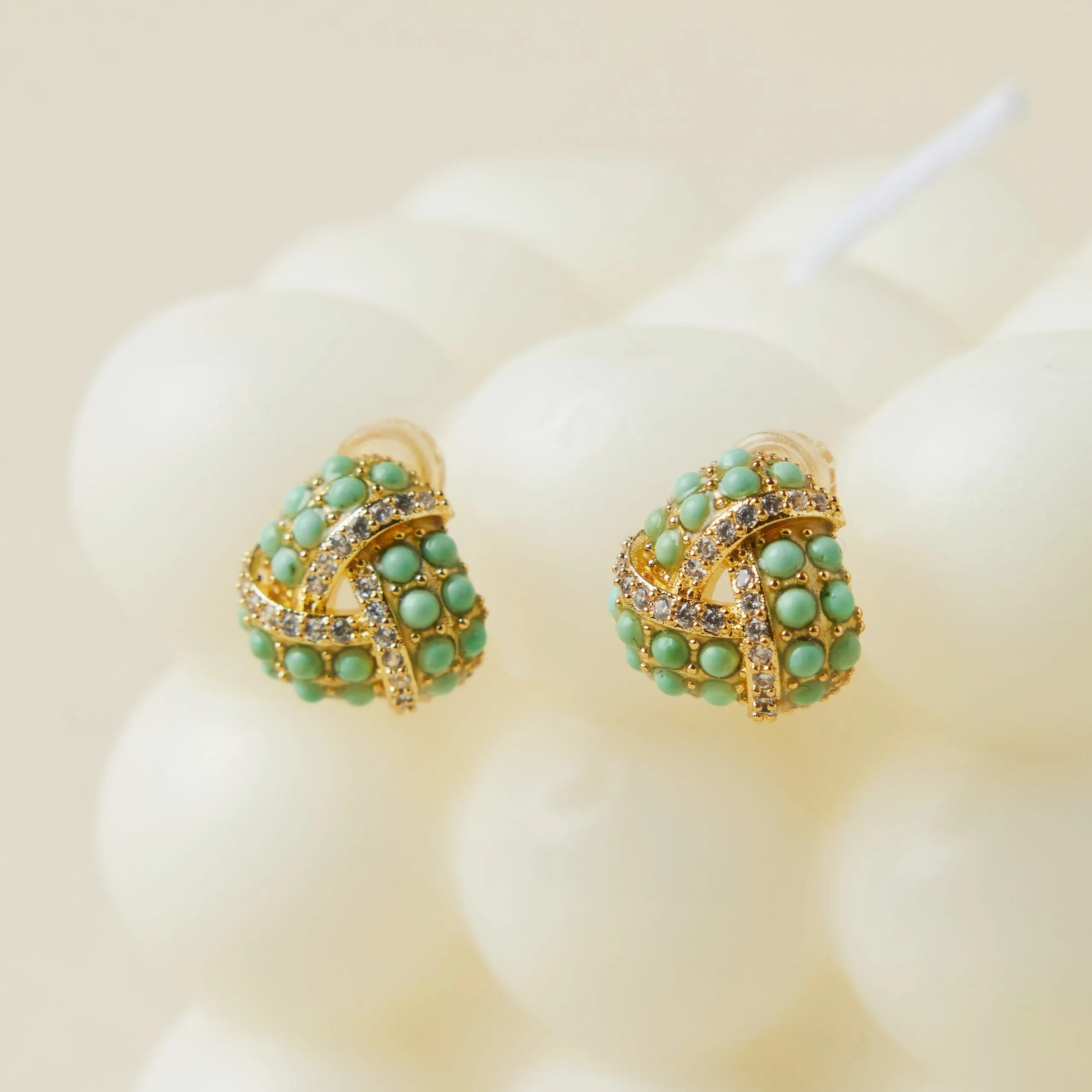 Boucles d'Oreilles Turquoise "Triangle Charmant" Argent Doré Or