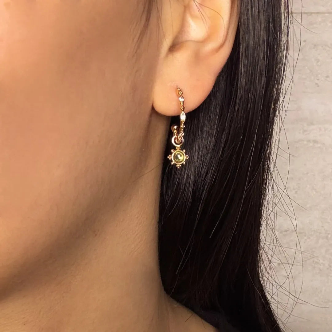Boucles d'Oreilles Créoles Péridot "Force Lumineuse" Argent Doré Or