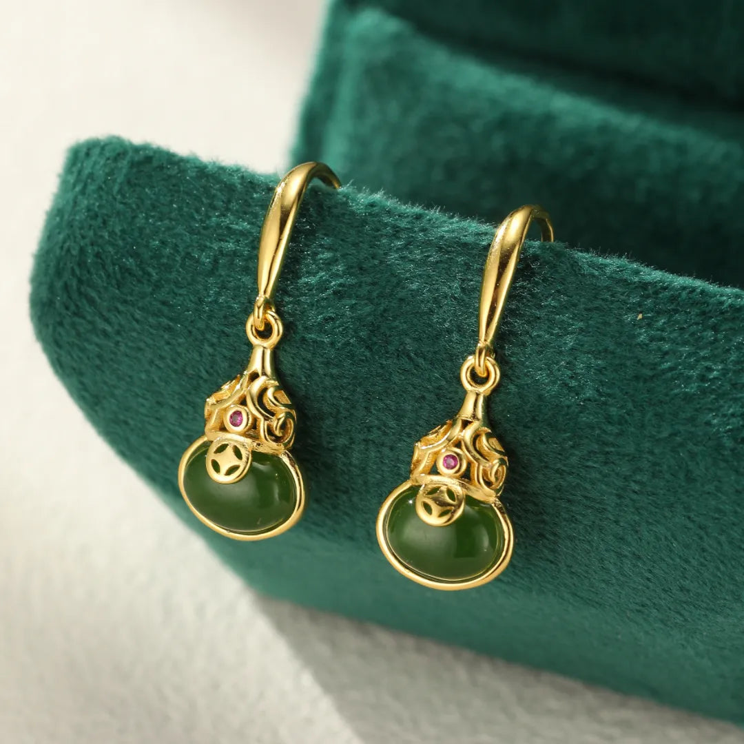 Boucles d’Oreilles Jade “Éclat Léger” Argent Doré Or