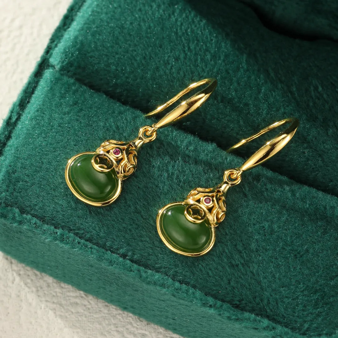 Boucles d’Oreilles Jade “Éclat Léger” Argent Doré Or