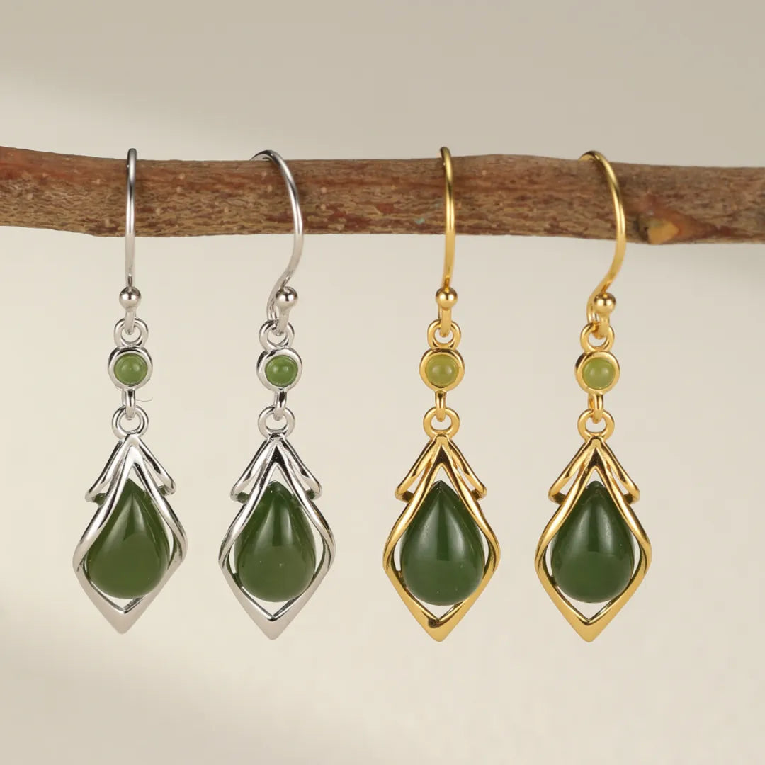 Boucles d'Oreilles Jade "Goutte d'Harmonie" Argent