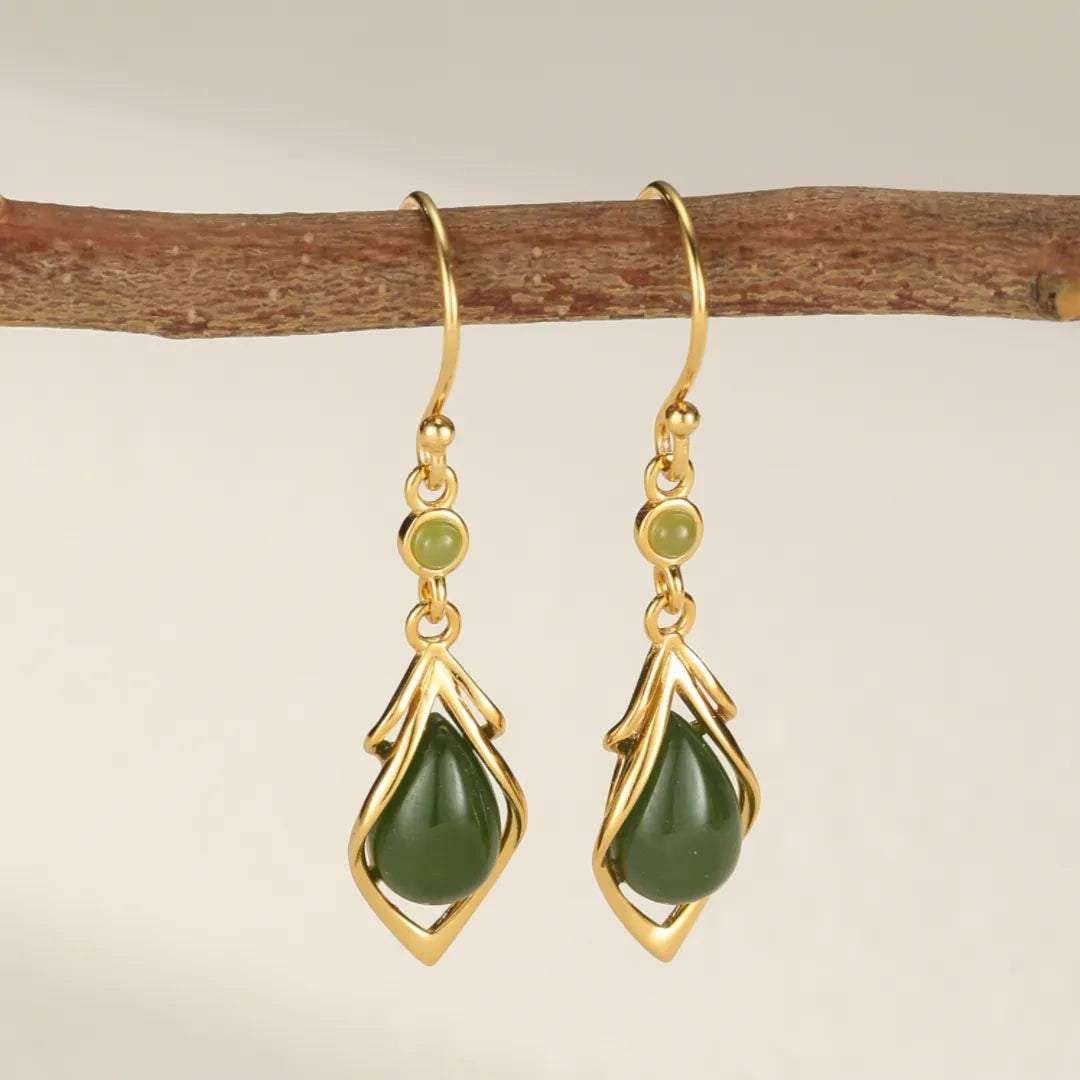 Boucles d'Oreilles Jade "Goutte d'Harmonie" Argent