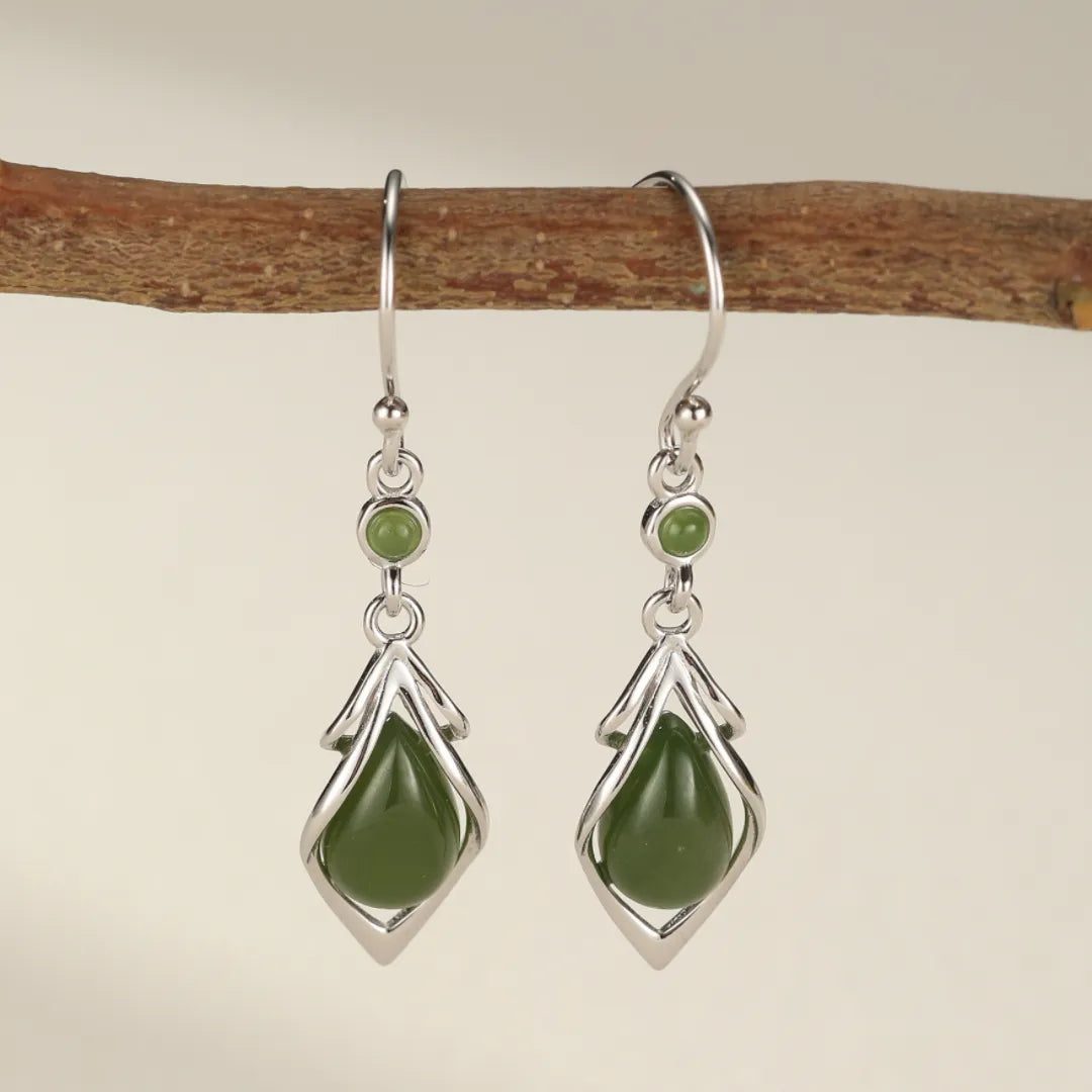 Boucles d'Oreilles Jade "Goutte d'Harmonie" Argent