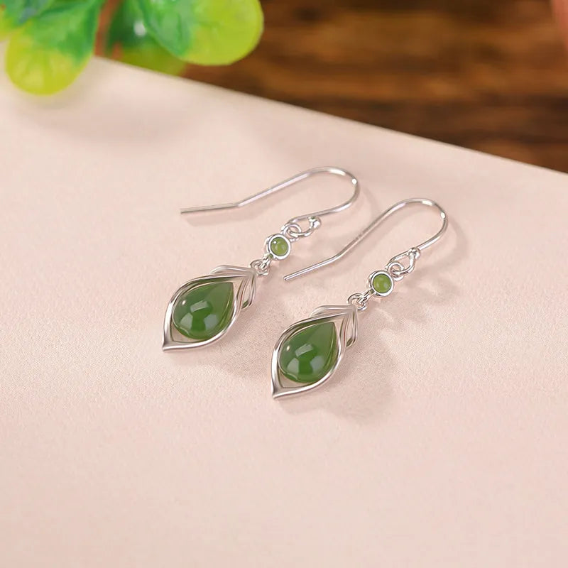 Boucles d'Oreilles Jade "Goutte d'Harmonie" Argent