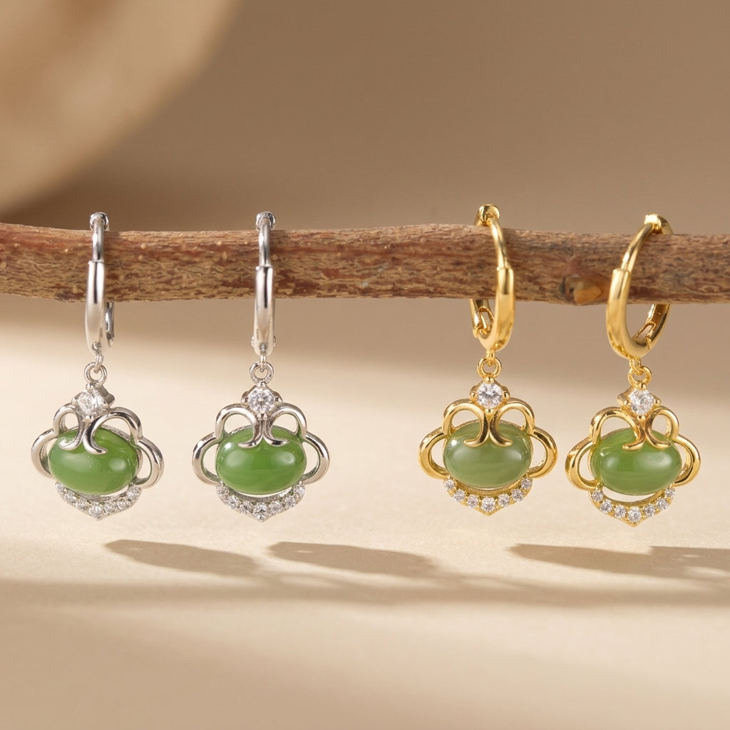 Boucles d'Oreilles Jade "Sérénité Ancestrale" Argent @main