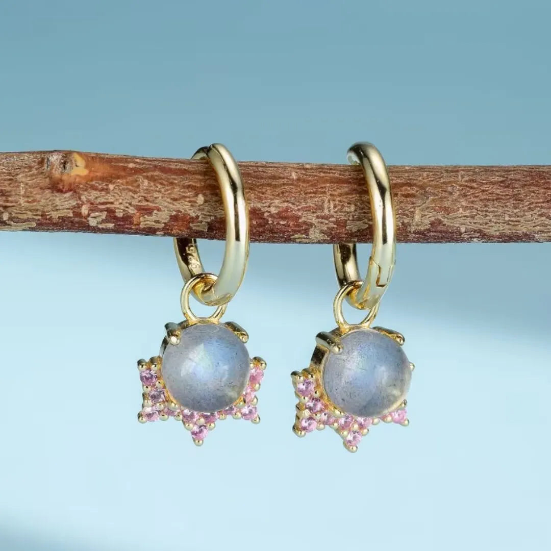 Pendientes de Labradorita "Magia Celestial" Plata Dorada
