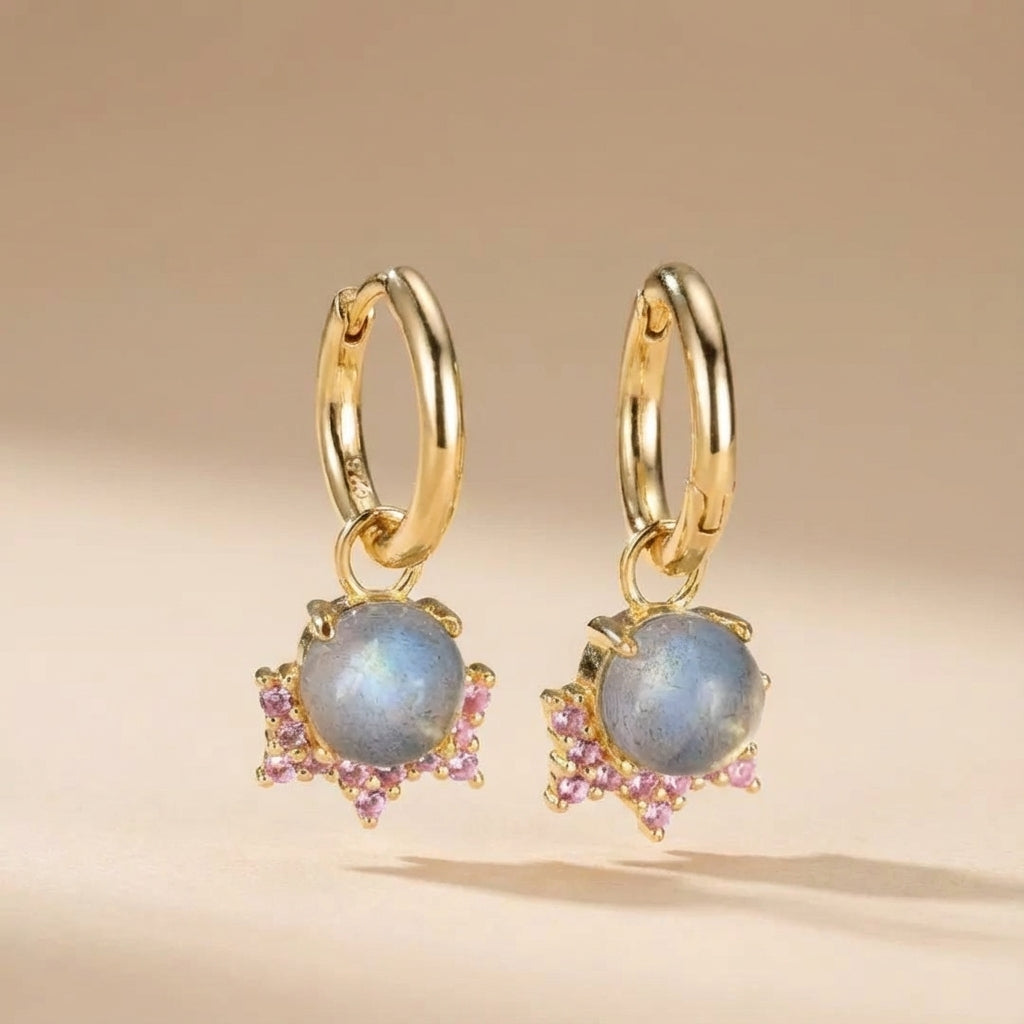 Boucles d'Oreilles Labradorite "Magie Céleste" Argent Doré Or