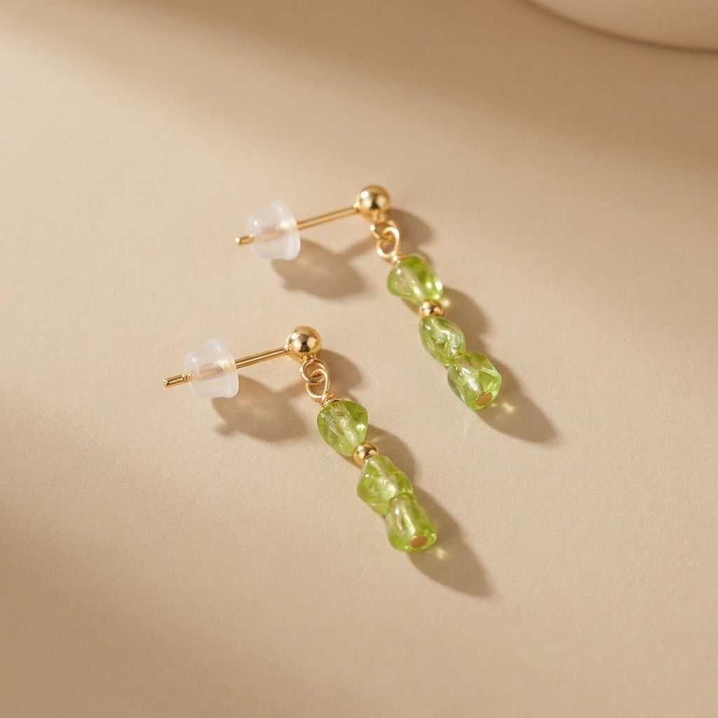 Boucles d'Oreilles Péridot "Élégance Solaire" Argent Doré Or @main