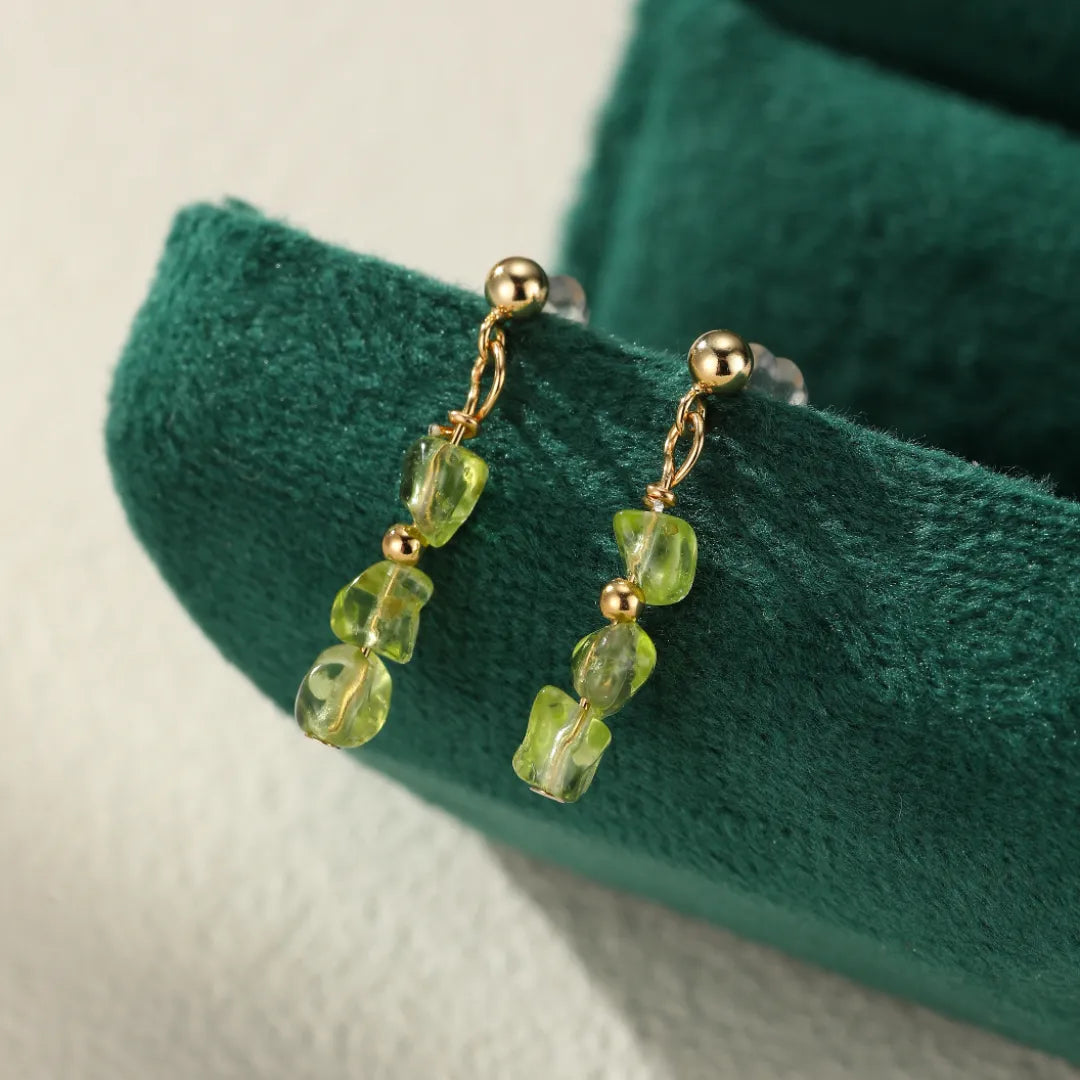 Boucles d'Oreilles Péridot "Élégance Solaire" Argent Doré Or