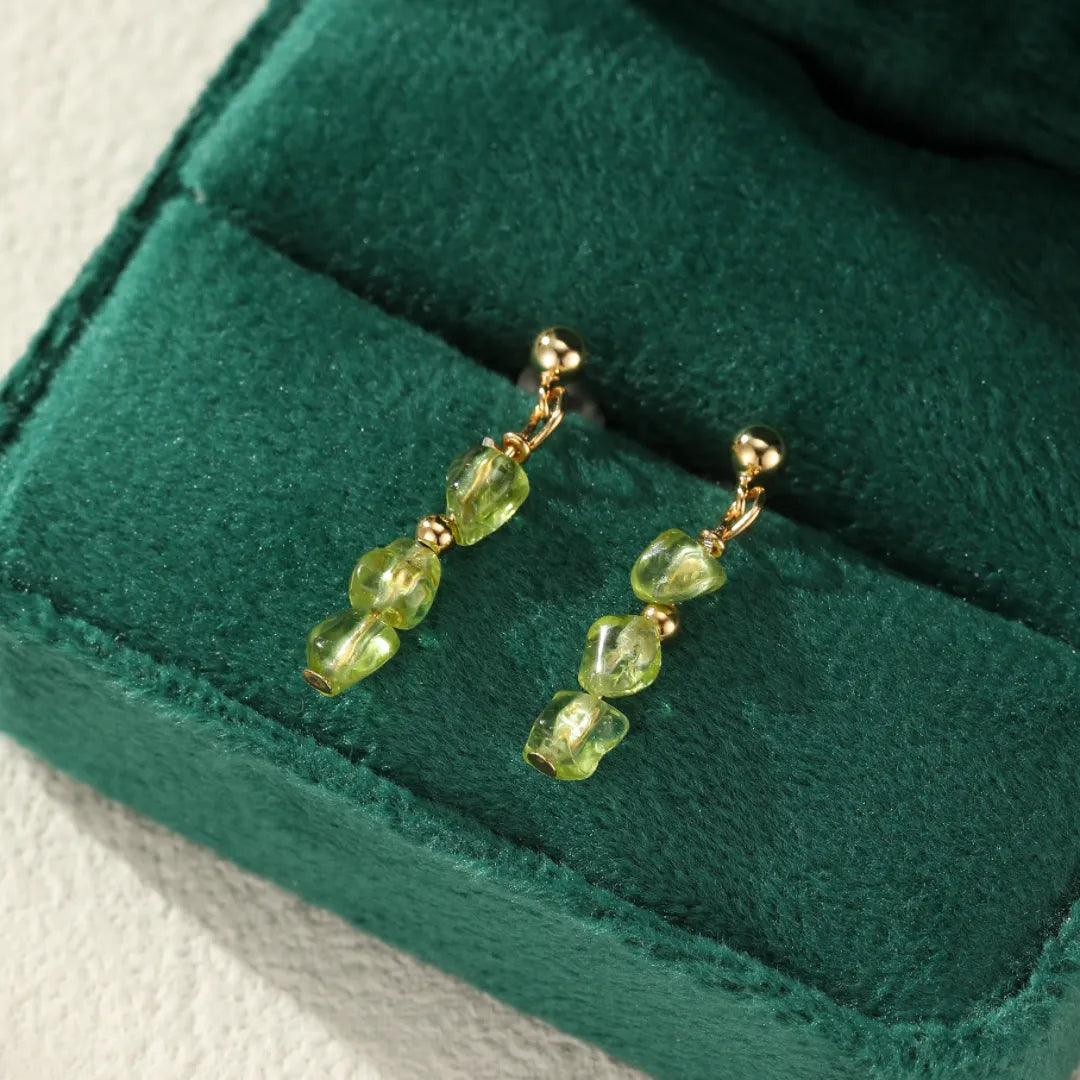 Boucles d'Oreilles Péridot "Élégance Solaire" Argent Doré Or