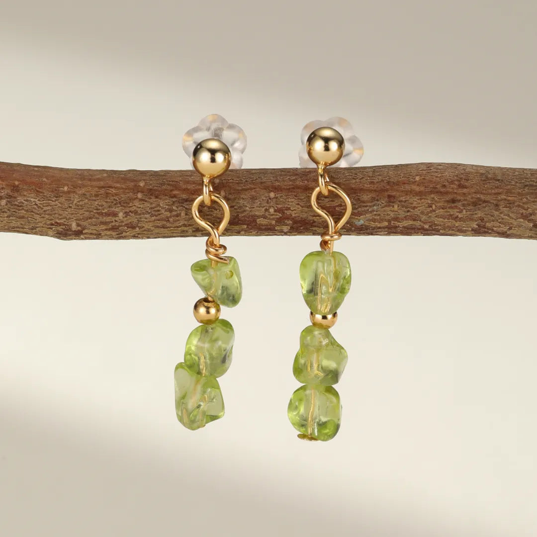Boucles d'Oreilles Péridot "Élégance Solaire" Argent Doré Or