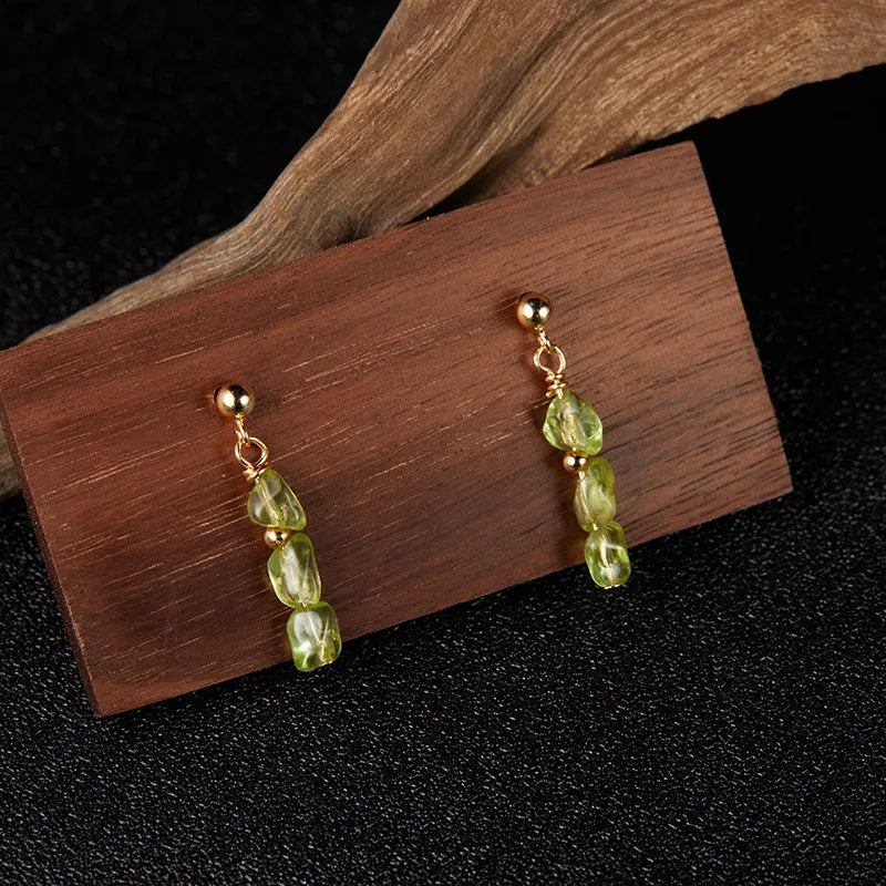 Boucles d'Oreilles Péridot "Élégance Solaire" Argent Doré Or