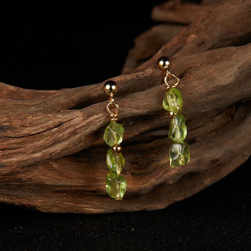 Boucles d'Oreilles Péridot "Élégance Solaire" Argent Doré Or