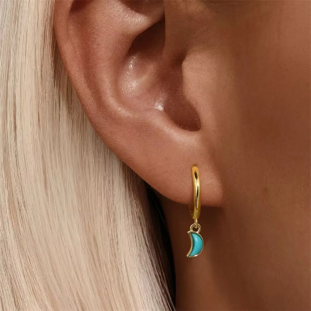 Turquoise Earrings "Celestial Balance" Gold-Plated Silver