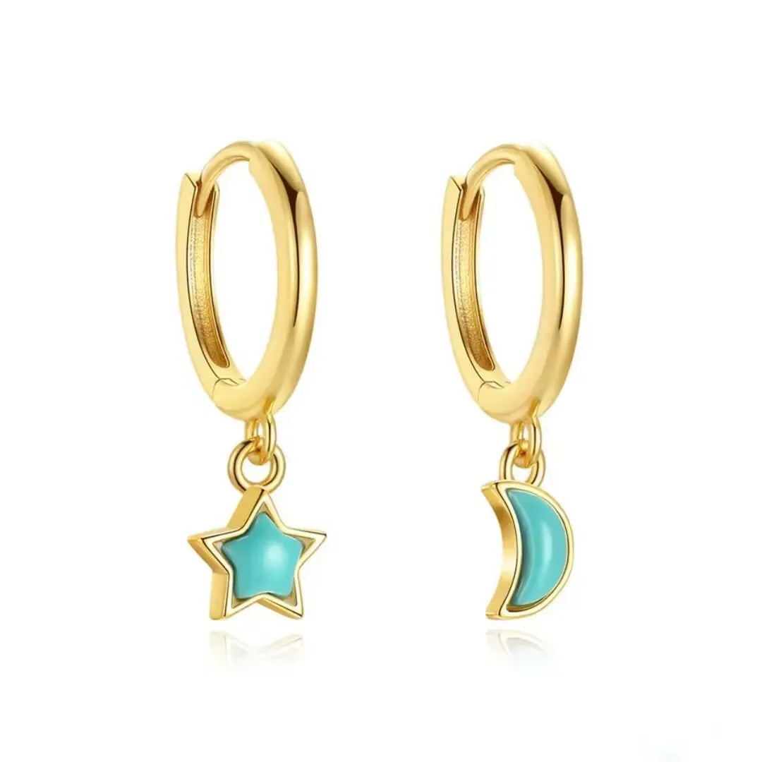 Orecchini Turchesi "Equilibrio Celeste" Argento Dorato Oro