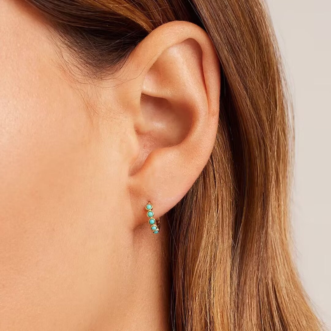 Turquoise Earrings “Blue Magic” Gold-Plated Silver