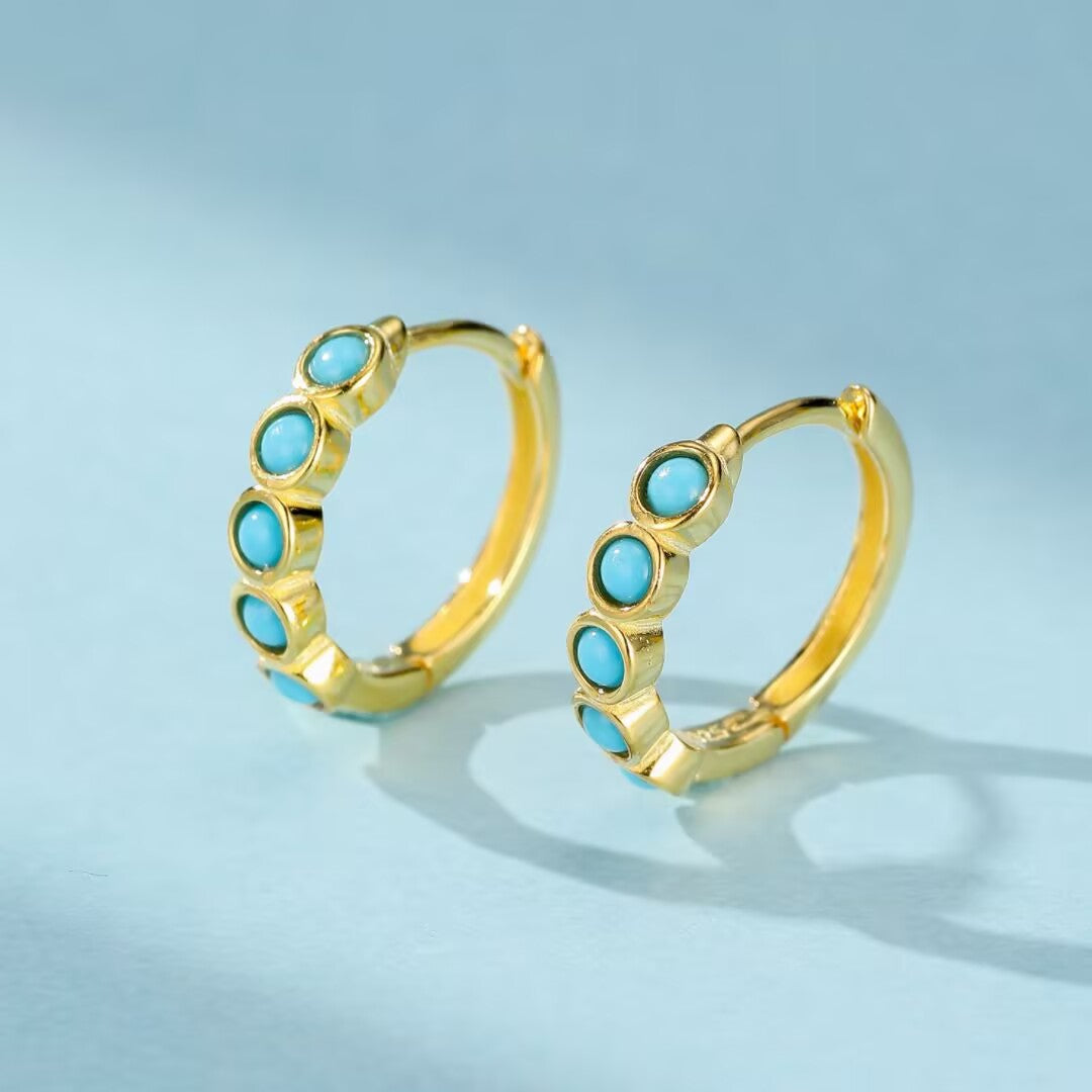 Turquoise Earrings “Blue Magic” Gold-Plated Silver