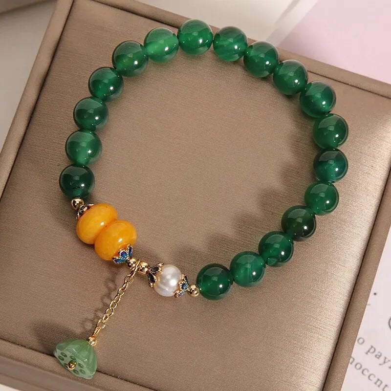 Bracelet Agate "Lotus Apaisant"