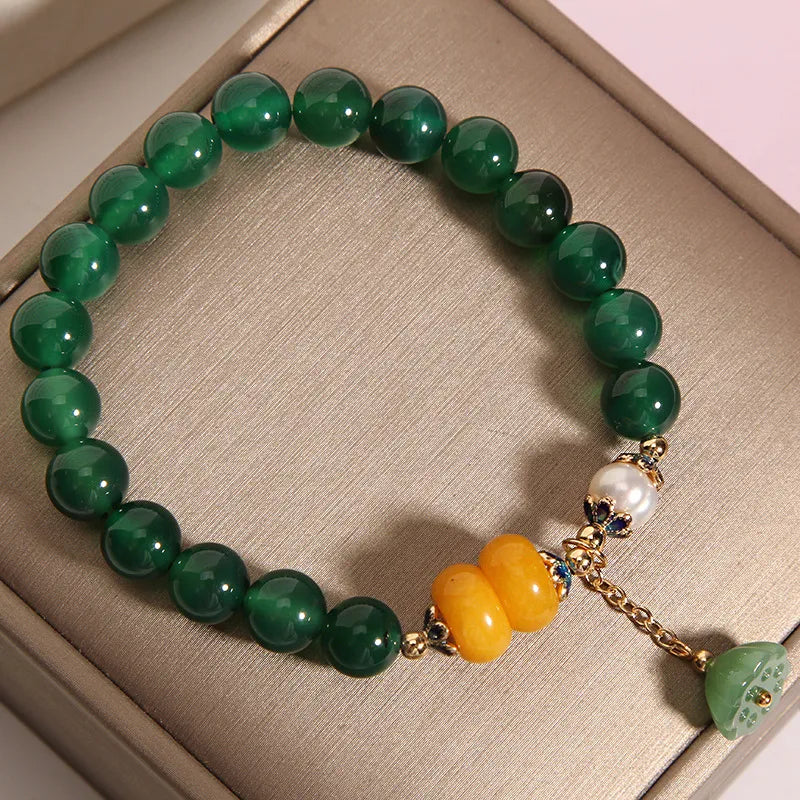 Bracelet Agate "Lotus Apaisant"
