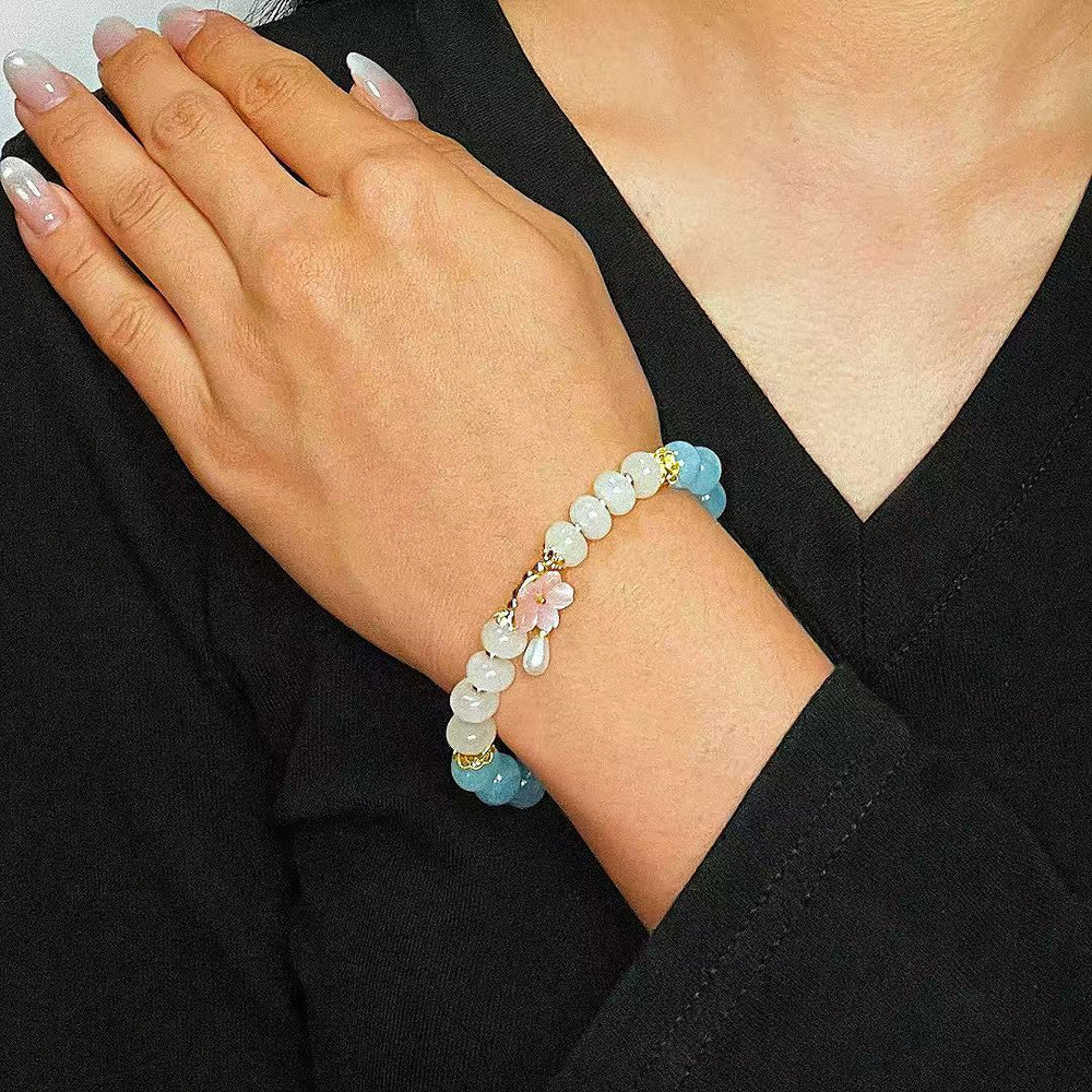 Bracelet Aigue-Marine et Agate "Pureté de Matin"
