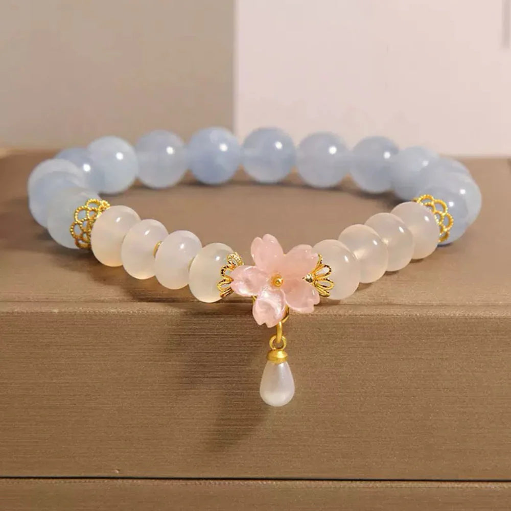 Bracelet Aigue-Marine et Agate "Pureté de Matin"