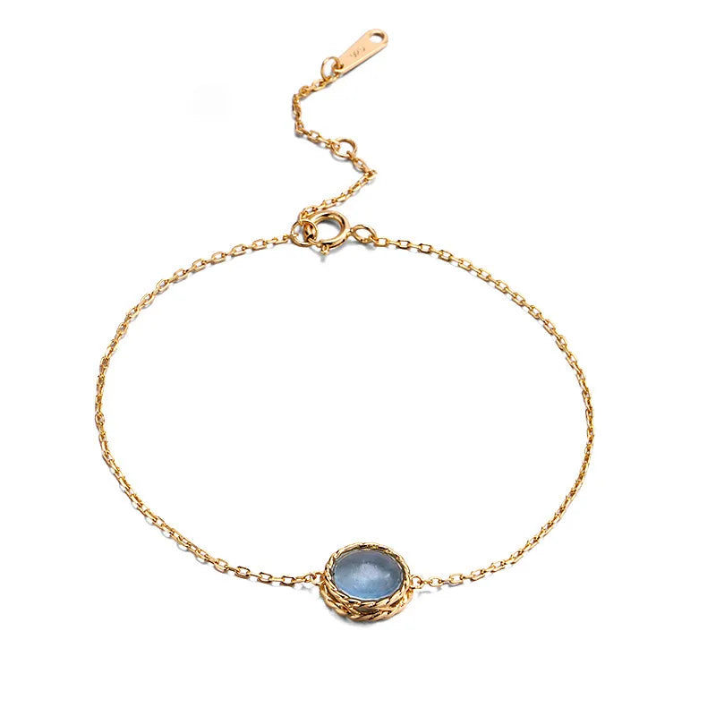 Bracelet Aigue Marine ou Labradorite "Charme Marin" Argent Doré Or