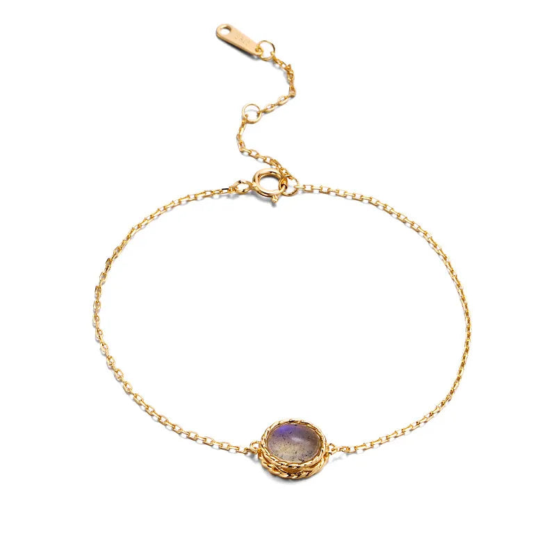 Bracelet Aigue Marine ou Labradorite "Charme Marin" Argent Doré Or
