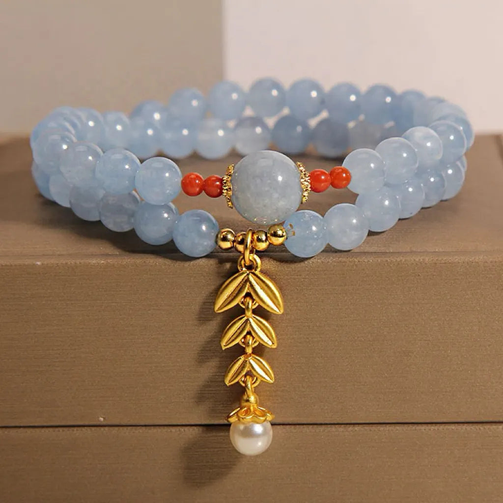 Bracelet Aigue Marine "Essence Marine" Doré Or