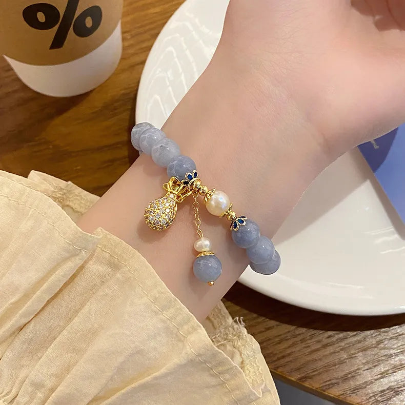 Bracelet Aigue Marine et Perle "Fortune Bleue"