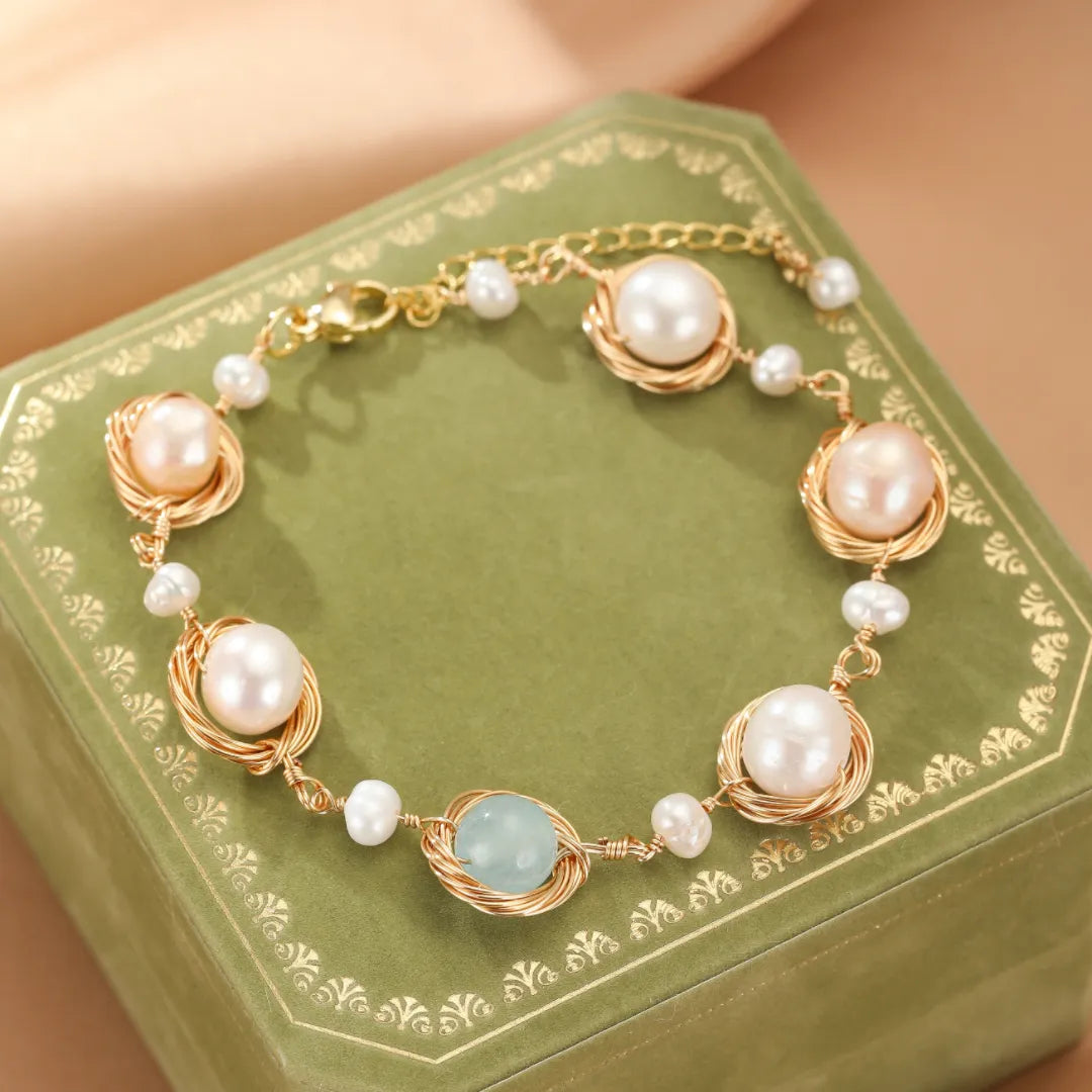 Bracciale Acquamarina e Perla "Mare Dolce"