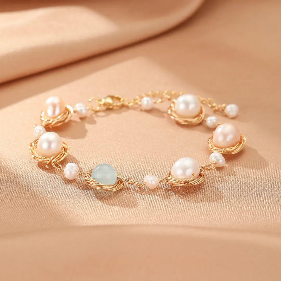 Bracciale Acquamarina e Perla "Mare Dolce"