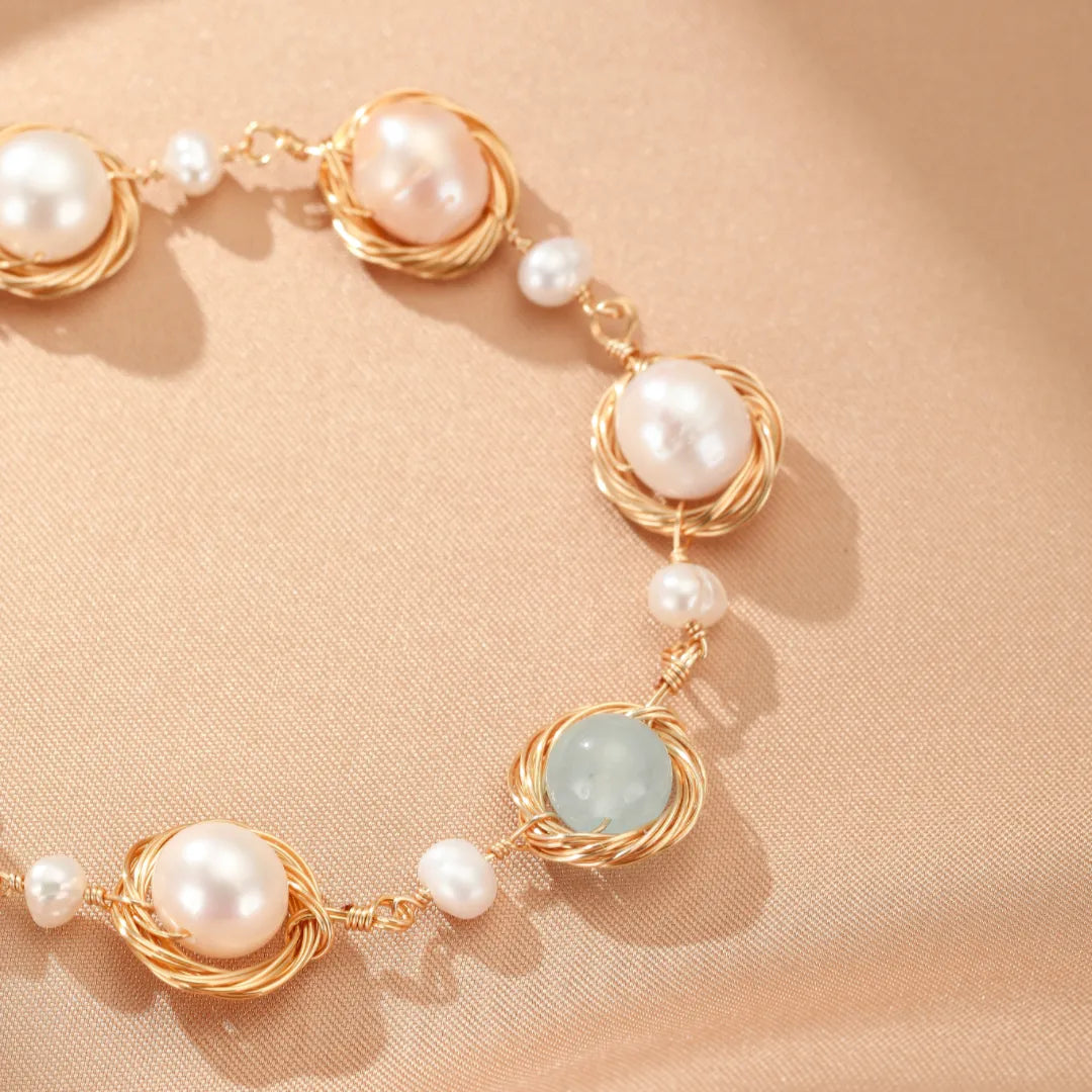 Bracciale Acquamarina e Perla "Mare Dolce"