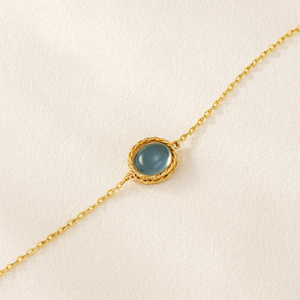 Bracelet Aigue Marine ou Labradorite "Charme Marin" Argent Doré Or