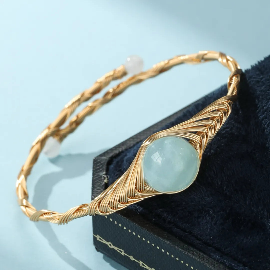 Bracciale Acquamarina "Potere Marino" Dorato Oro 14K