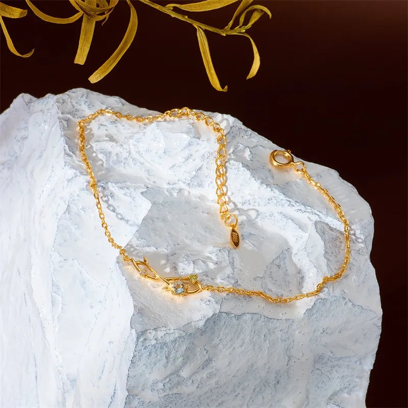 Aqua Marine Bracelet "Opaline Dream" Gold Plated Silver