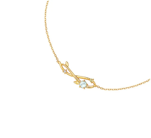 Aqua Marine Bracelet "Opaline Dream" Gold Plated Silver