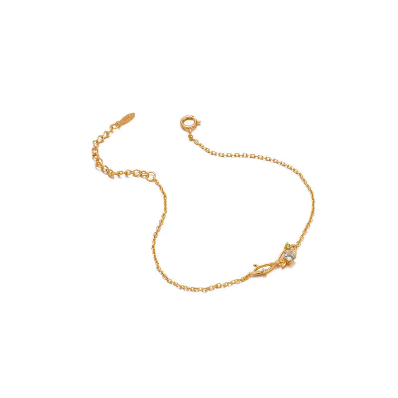 Aqua Marine Bracelet "Opaline Dream" Gold Plated Silver