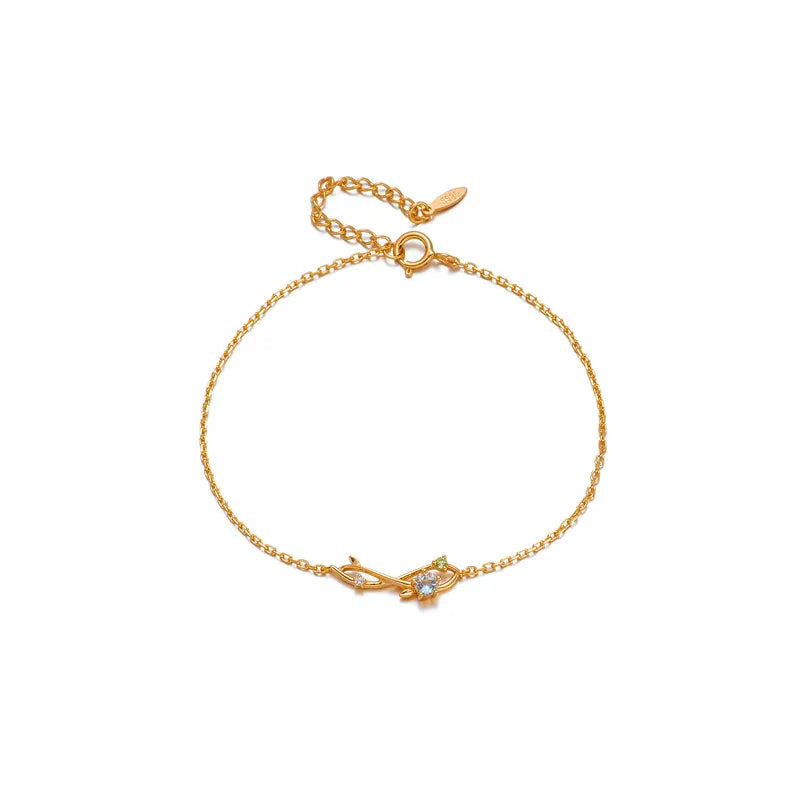 Aqua Marine Bracelet "Opaline Dream" Gold Plated Silver