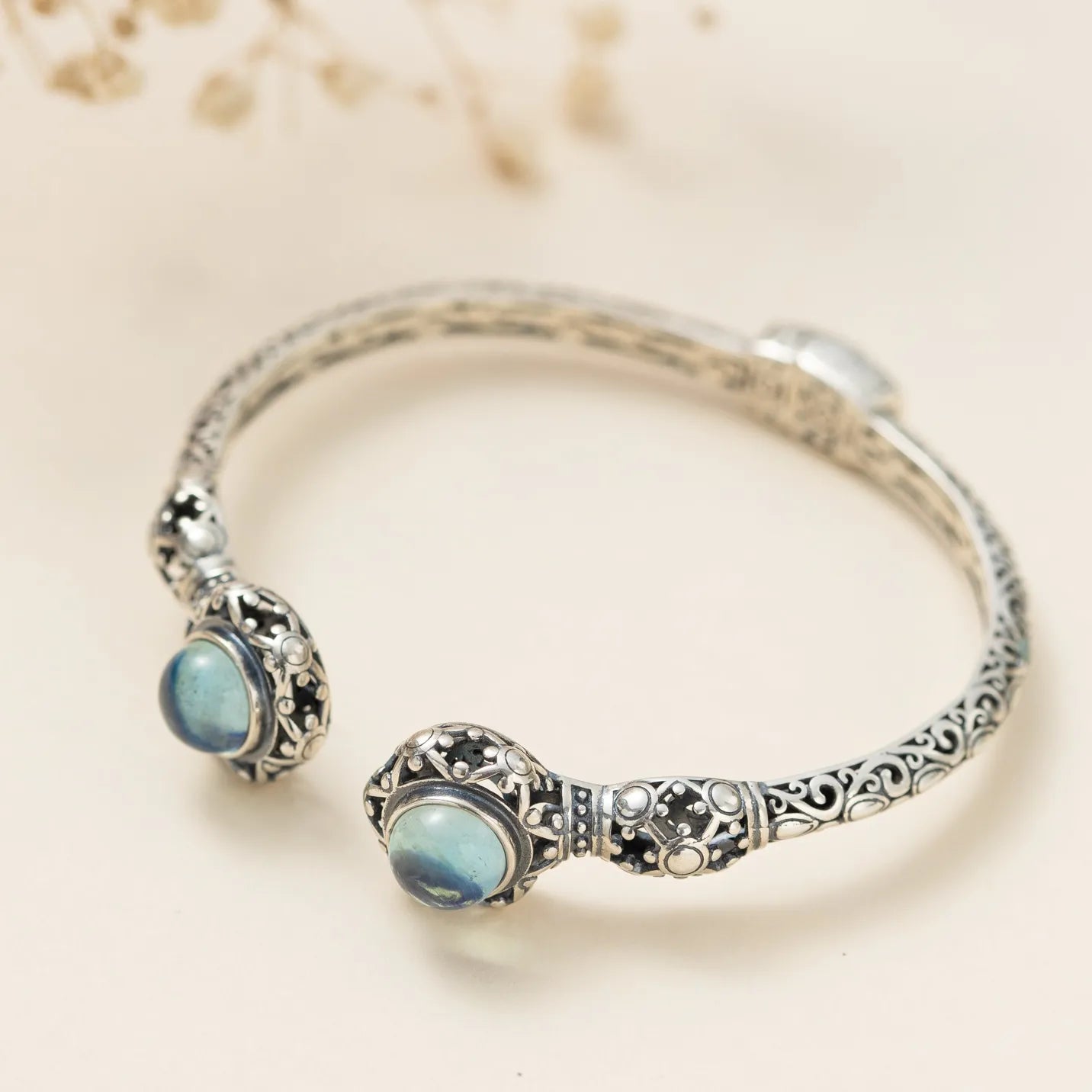 Bracelet Aigue Marine "Sérénité Maritime" Argent