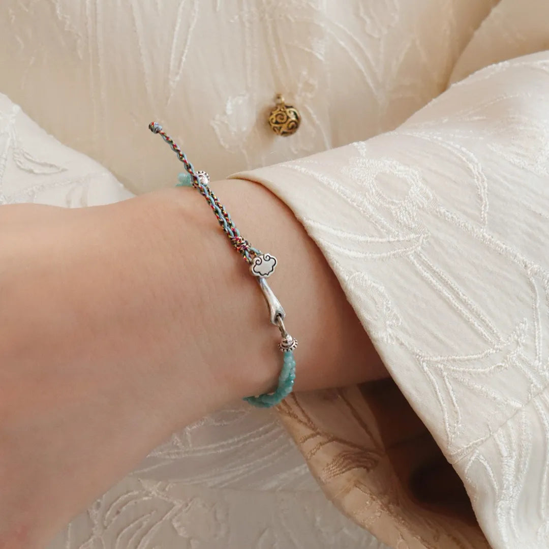 Amazonite or Tourmaline Bracelet "Soothing Cloud" Silver