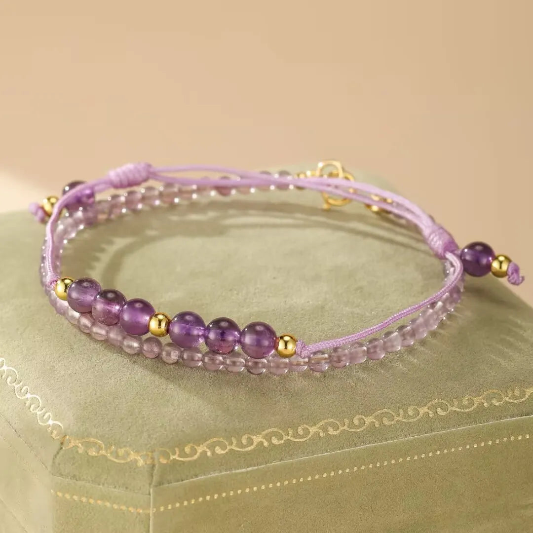 Bracelet Améthyste "Harmonie Mystère" Argent Doré Or 14K