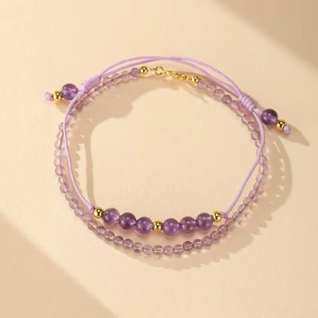 Bracelet Améthyste "Harmonie Mystère" Argent Doré Or 14K