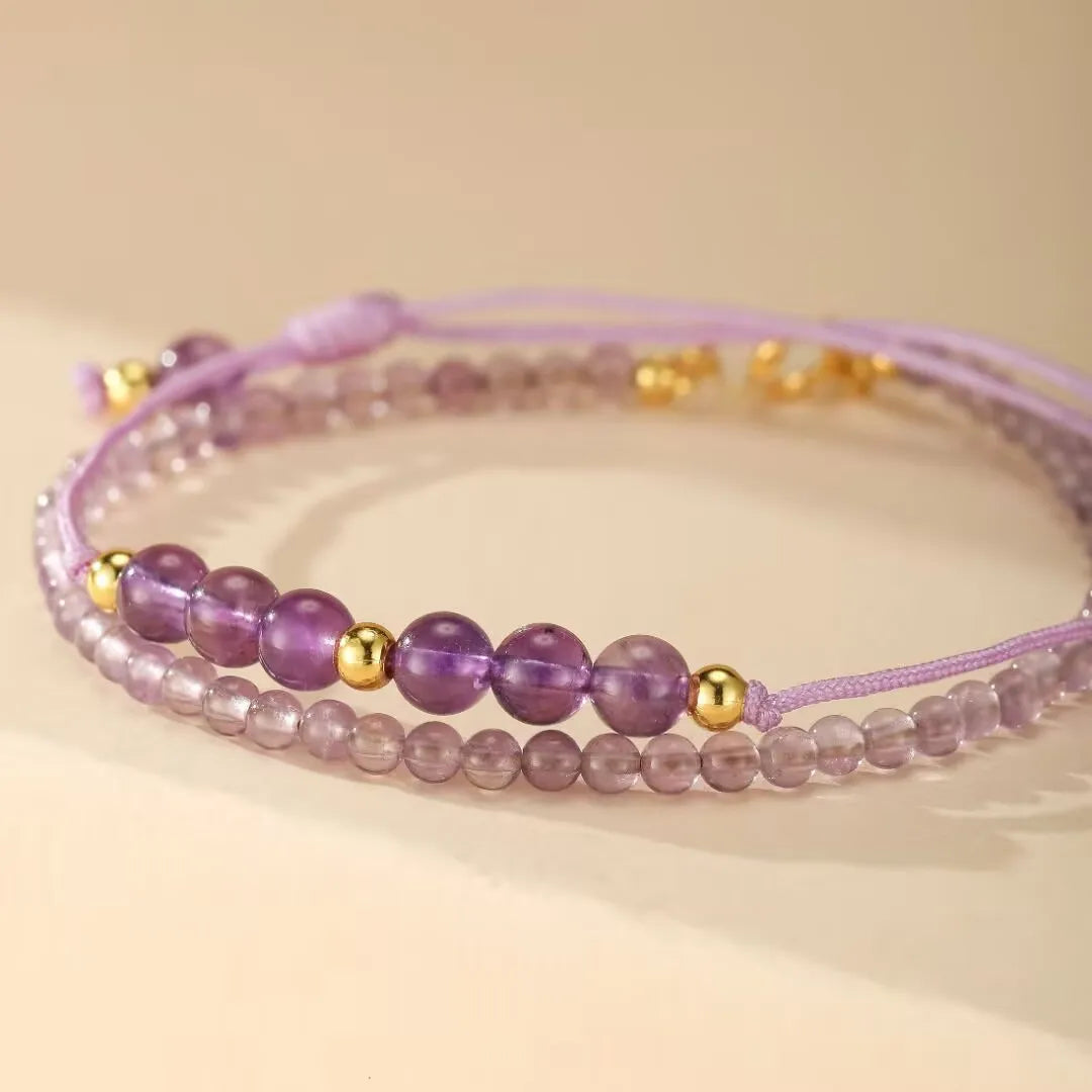 Bracelet Améthyste "Harmonie Mystère" Argent Doré Or 14K